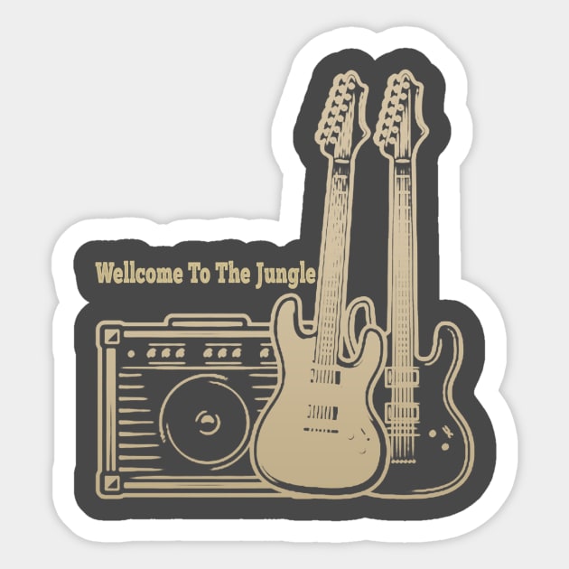 Wellcome to the jungle plat with guitars Sticker by Stars A Born